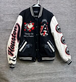 Agenda Jacket Mens Size Small Black Wool Varsity Houston Cowboy Space Rocket